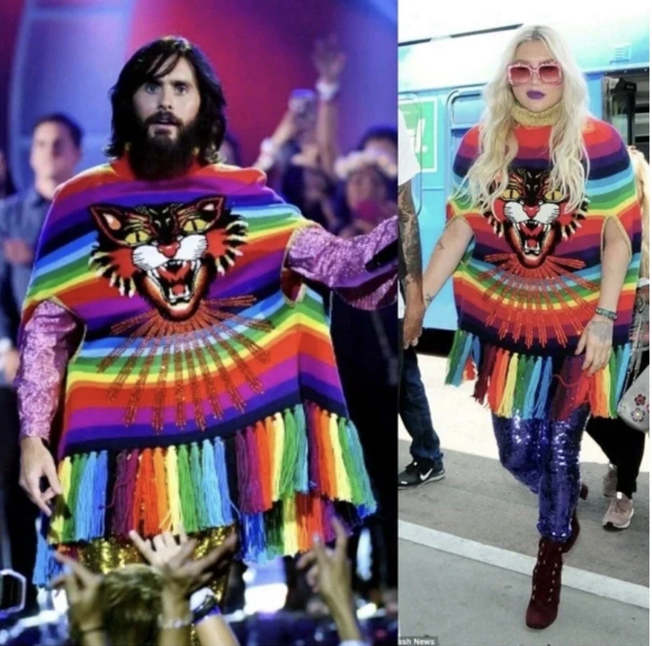 Nuovo Gucci 2017 Angry Cat Rainbow Cape Maglione Giacca Cappotto 38 40 42 44 S M