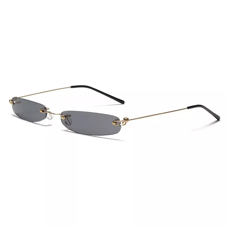 Vintage Rectangle skinny Sunglasses for Women Men Retro Small Thin Sunglasses