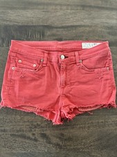 Rag & Bone Denim Frayed Hem Shorts Women’s Size 27, Made In USA, Pink Color