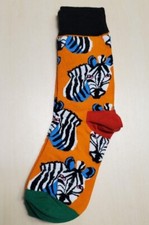 Orange Zebra Socks Novelty Unisex 6-12 Crazy Fun SF93