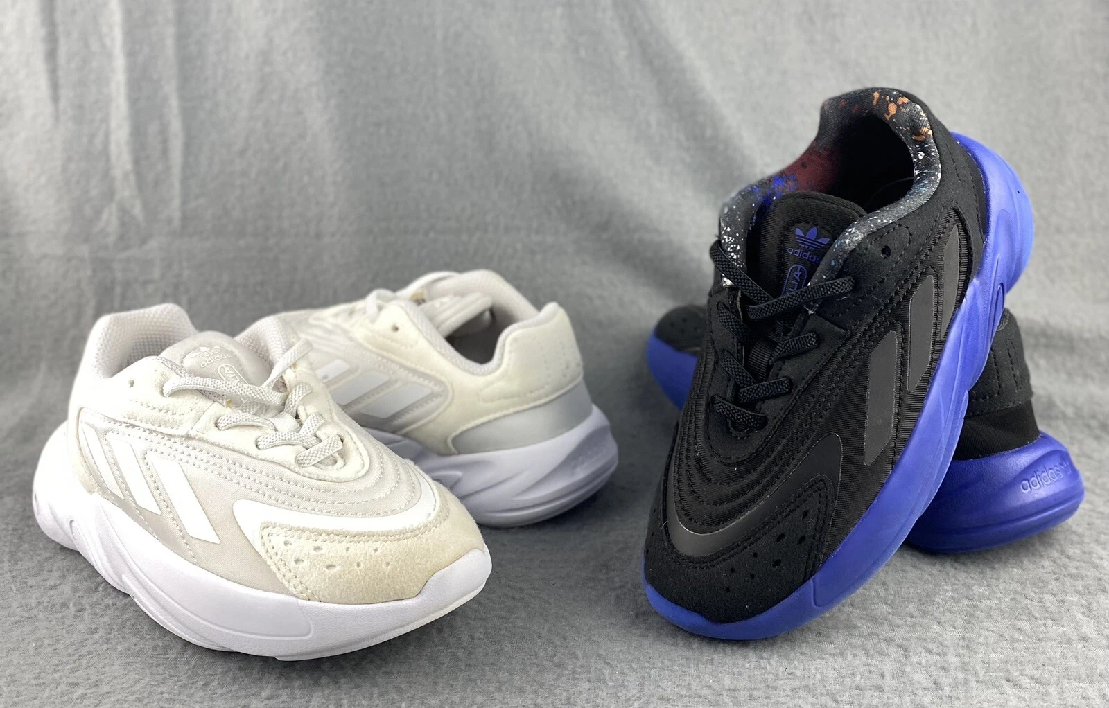 Scarpe Adidas Ozelia Little Kids Core nere blu e bianche taglia 12K 2 paia