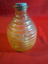GOBE MOUCHE PIÈGE ANCIEN GUÊPE VERRE MOULE TEINTE AVEC BOUCHON Vintage