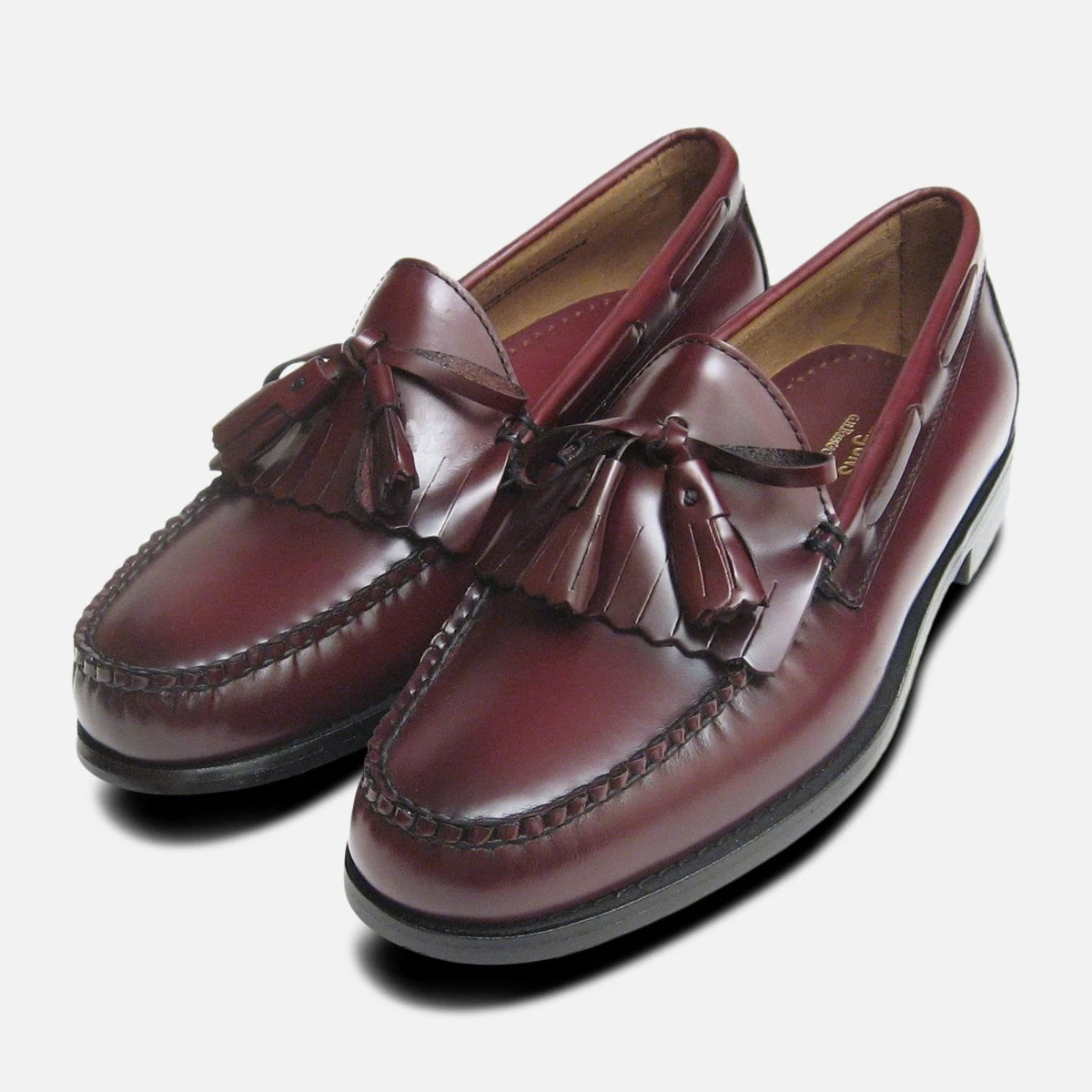 Burgundy Wine Polished Formal Fringe Tassel Loafers by Bass