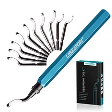 Deburring Tool with 11 High Speed Steel Blades, 360 Degree Rotary Head Deburring