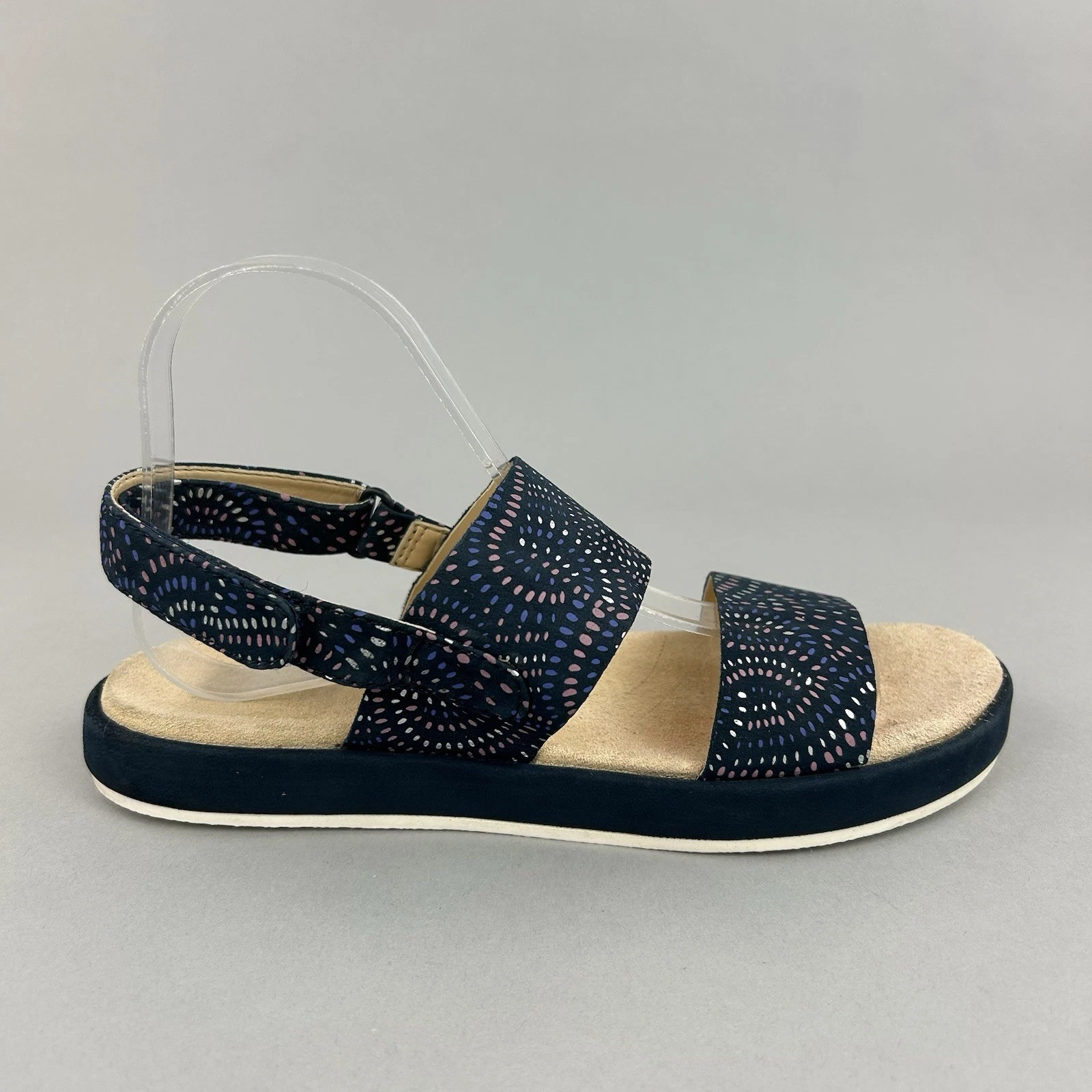 Scarpe sandali estivi Clarks Botanic Rose blu navy cinturino slingback flatform taglia UK6