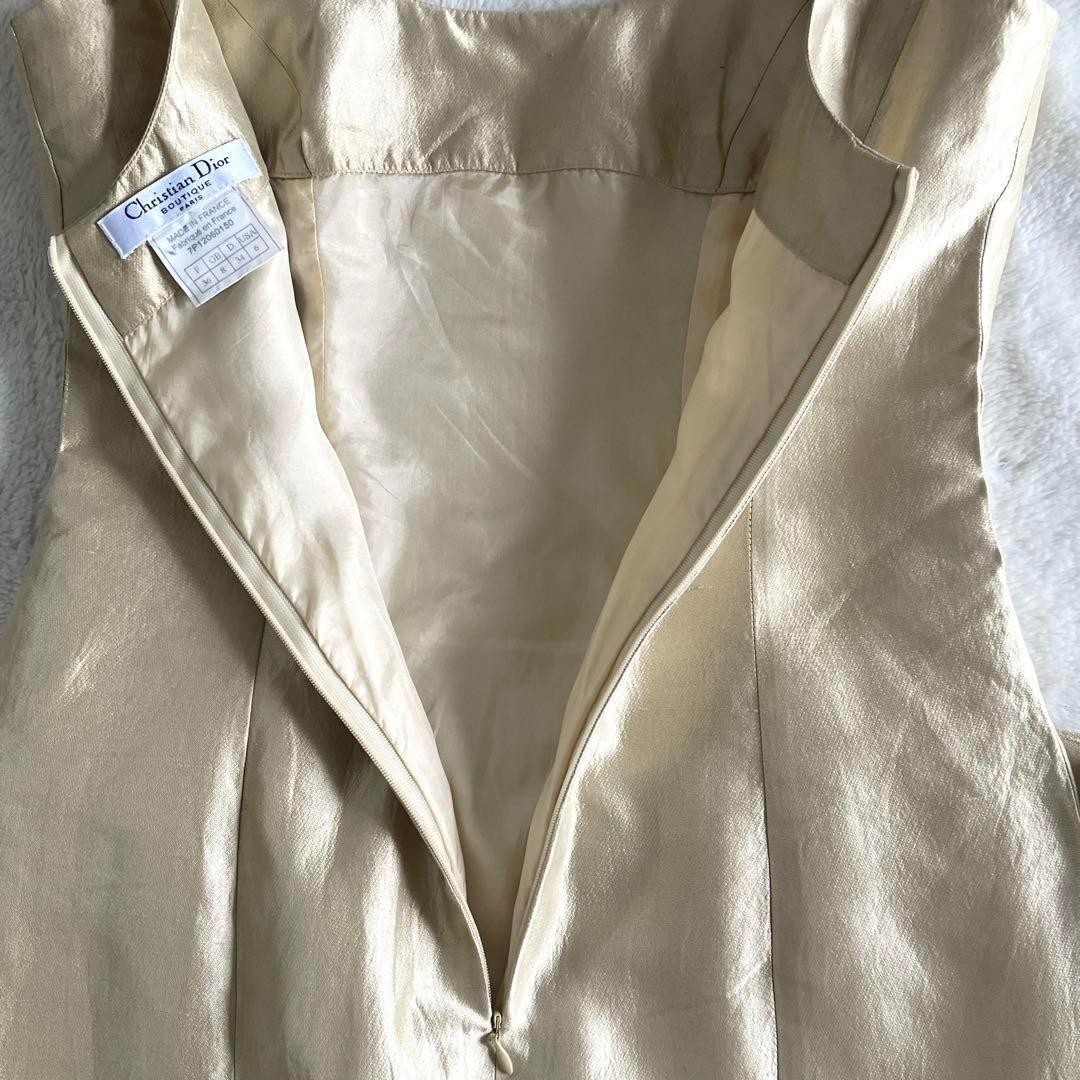 Christian Dior BOUTIQUE Galliano 2007 Silk Dress Sz F36 US6 Gold Made in France thumbnail 11