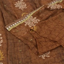 Sanskriti Vintage Brown Sarees Pure Georgette Hand Beaded Fabric Premium Sari