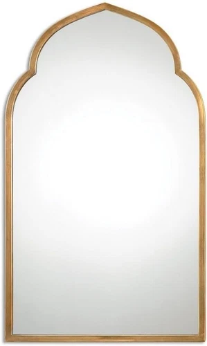 Elegant Moroccan Arch Top Gold Wall Mirror - 40" x 24" Home Decor - Picture 1 of 5
