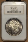 1881-S MORGAN DOLLAR NGC MS65 PL Nice Toning And Mirror Finish.