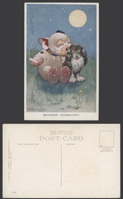 BONZO HUND GE Gestüt alte Postkarte unter uns! Full Moon Puppy Smoking 1209