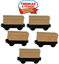FIVE Unpainted Box Cars - Thomas Friends Wooden Railway Wood Train Engine Y8550
