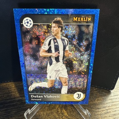 Dusan Vlahovic 2024-25 Topps Merlin UCC Blue Speckle Refractor 073/150 #128