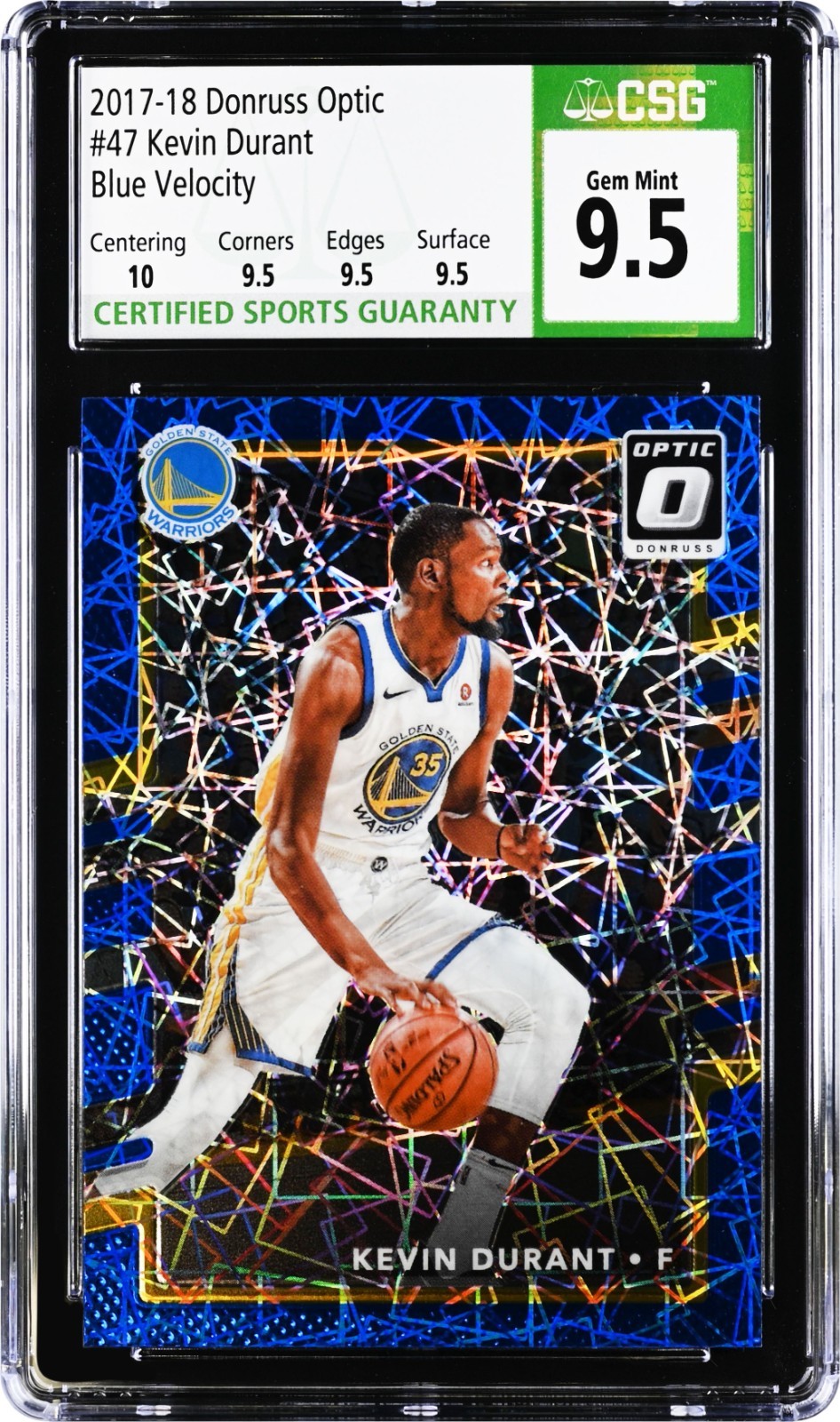 2017-18 Panini Donruss Optic Blue Velocity Prizm Kevin Durant #47 - GEM