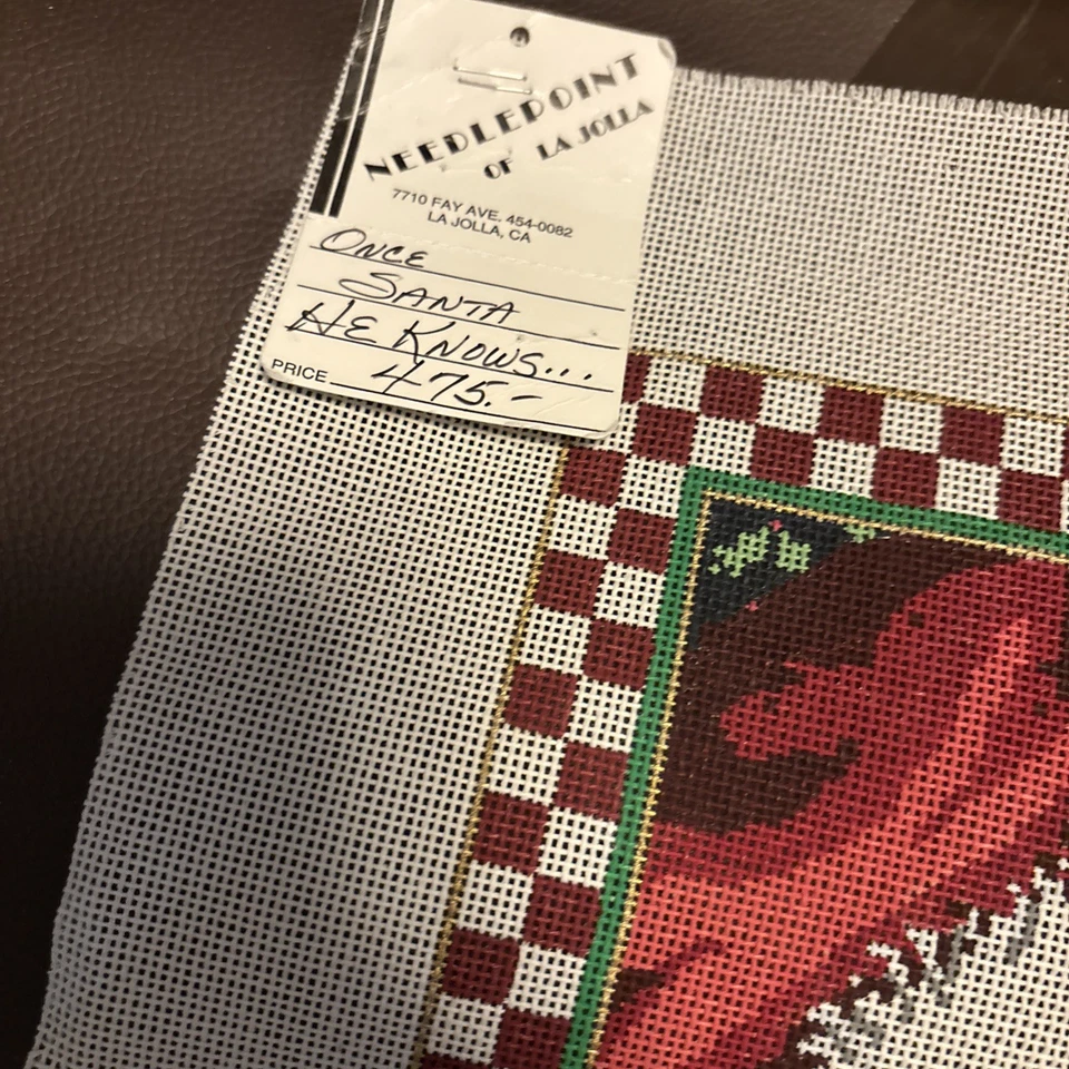 Sandra Gilmore Once Santa He Knows Handpainted Needlepoint Canvas - Image 3 of 4