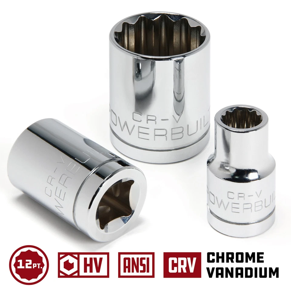 Powerbuilt 3/8 Inch Drive x 9/16 Inch 12 Point Shallow Socket - 641005 - Image 3 of 4