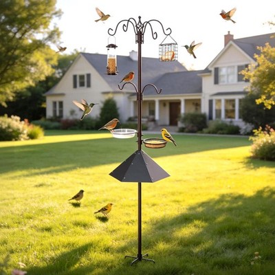 94'' Bird Feeding Station Kit with Metal Squirrel Baffle, Heavy Duty Metal Bir...