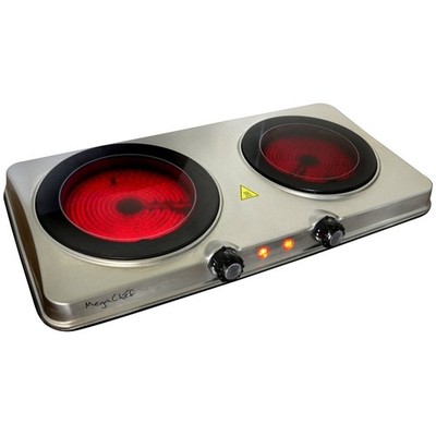 MegaChef Indoor and Outdoor Portable Electric Stove Portable Dual Vitro-Ceram...