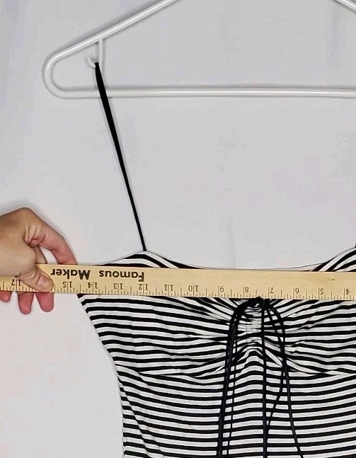 Fray Drop Waist Dress Silk Pleated Stripe Strappy Ruched Sweetheart Whimsigoth - Image 4 of 4