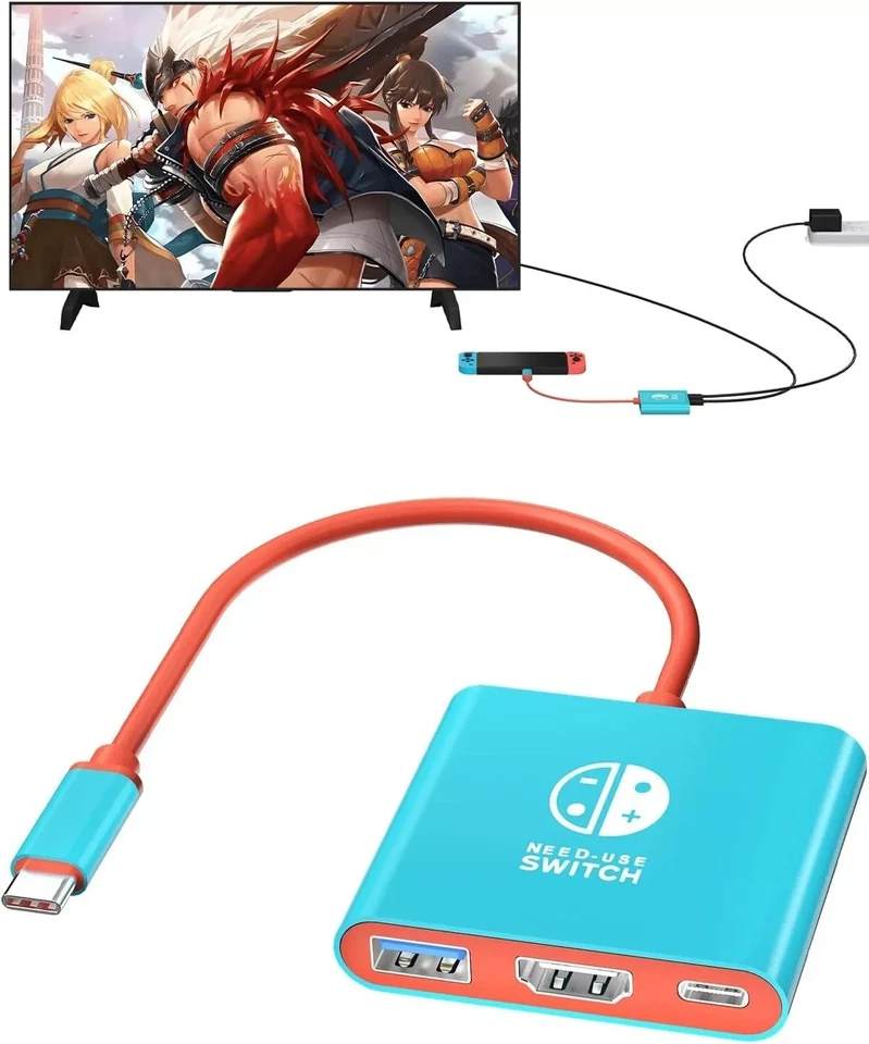 Nintendo Switch 3in1 Portable 4K HDMI Dock Station USB3.0 USB-C Hub PD Adapter - Image 2 of 4