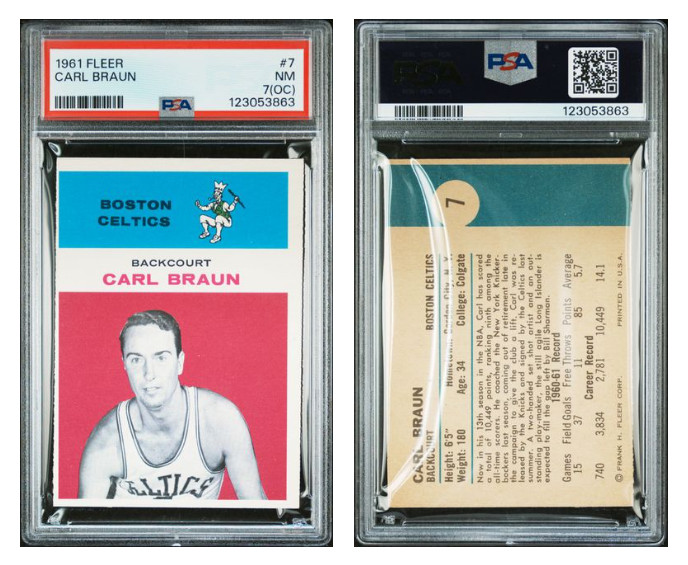1961 Fleer Carl Braun #7 PSA 7 NM OC