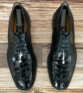 MEZLAN Platinum Crocodile Leather Oxford Kingman Dress Shoes US Mens 8 M Mezlan Platinum Alligator Shoes  main image 4