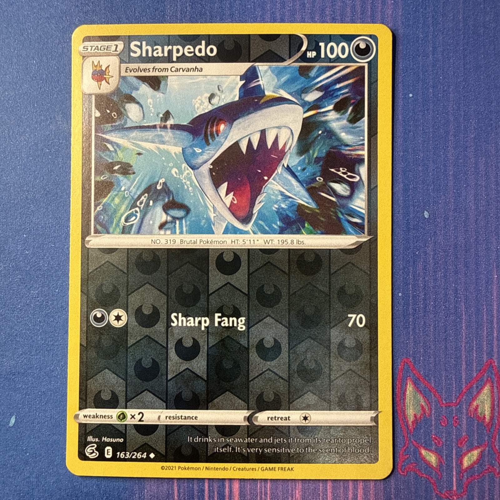 Fusion Strike - NM - Sharpedo 163/264 Reverse Holo English (US Seller