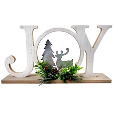 Christmas Table Decorations Joy Farmhouse Christmas Tree Elk Sign Wooden Wint...