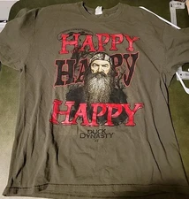 Duck Dynasty Duck Commander Men's Graphic T-Shirt Short Sleeve Green Holes****