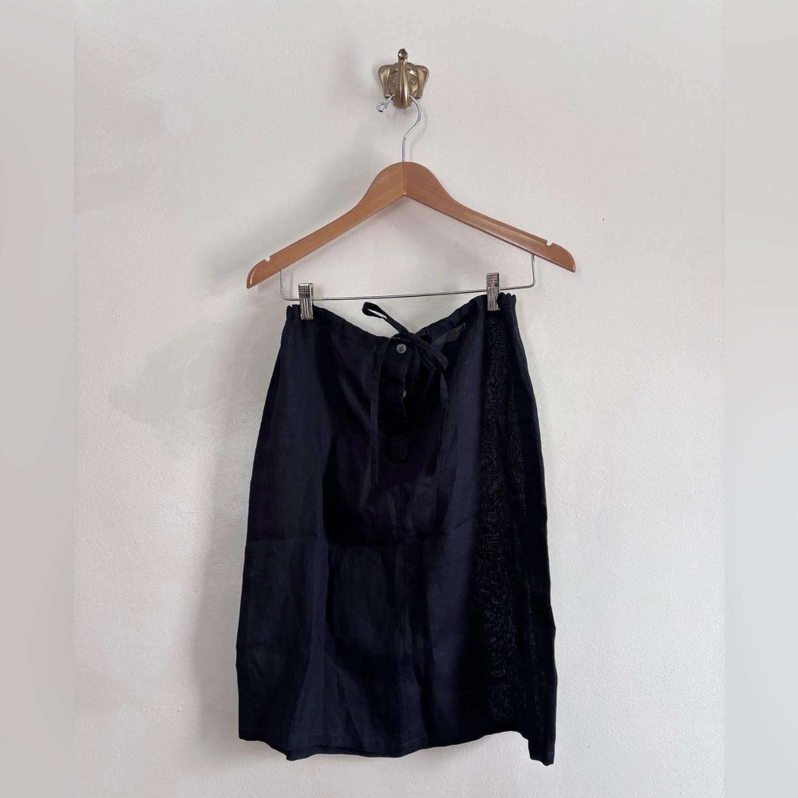 Jigsaw 100% Linen Black Tie-Waist Skirt size 10