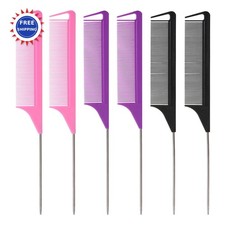 Rat Tail Combs 6PCS Metal Fine Tooth Hair Highlighting Parting Fgail Braiding