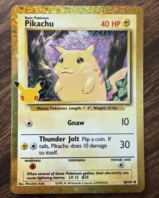 Pikachu 58/102 Me: 30th Celebration EX-01 Booster: Classic Collection Holo