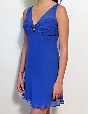 VTG Formal Fit Flare Short Silk Chiffon Flowy Dress Sweetheart Neck Sz 4 Indigo | eBay VTG Formal Fit Flare Short Silk Chiffon Flowy Dress Sweetheart Neck Sz 4 Indigo | eBay