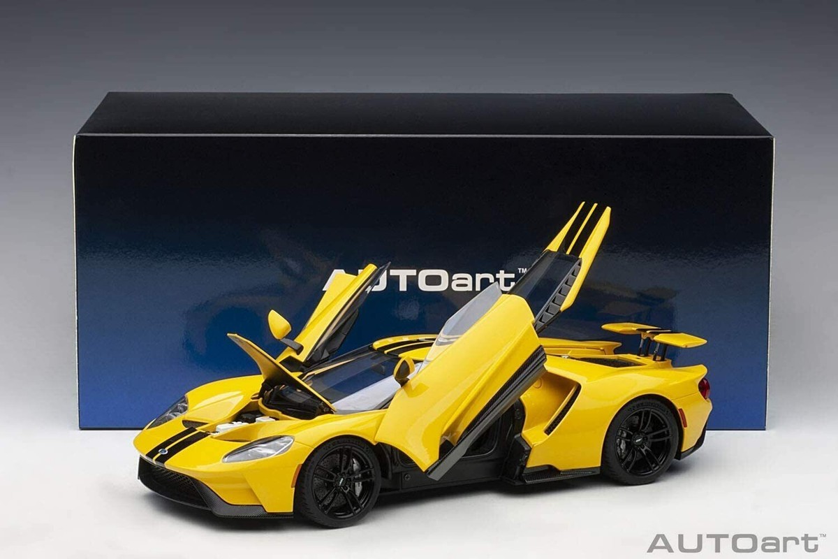 1/18 Ford GT Triple Yellow With Black Stripes 2017 Model Car By
