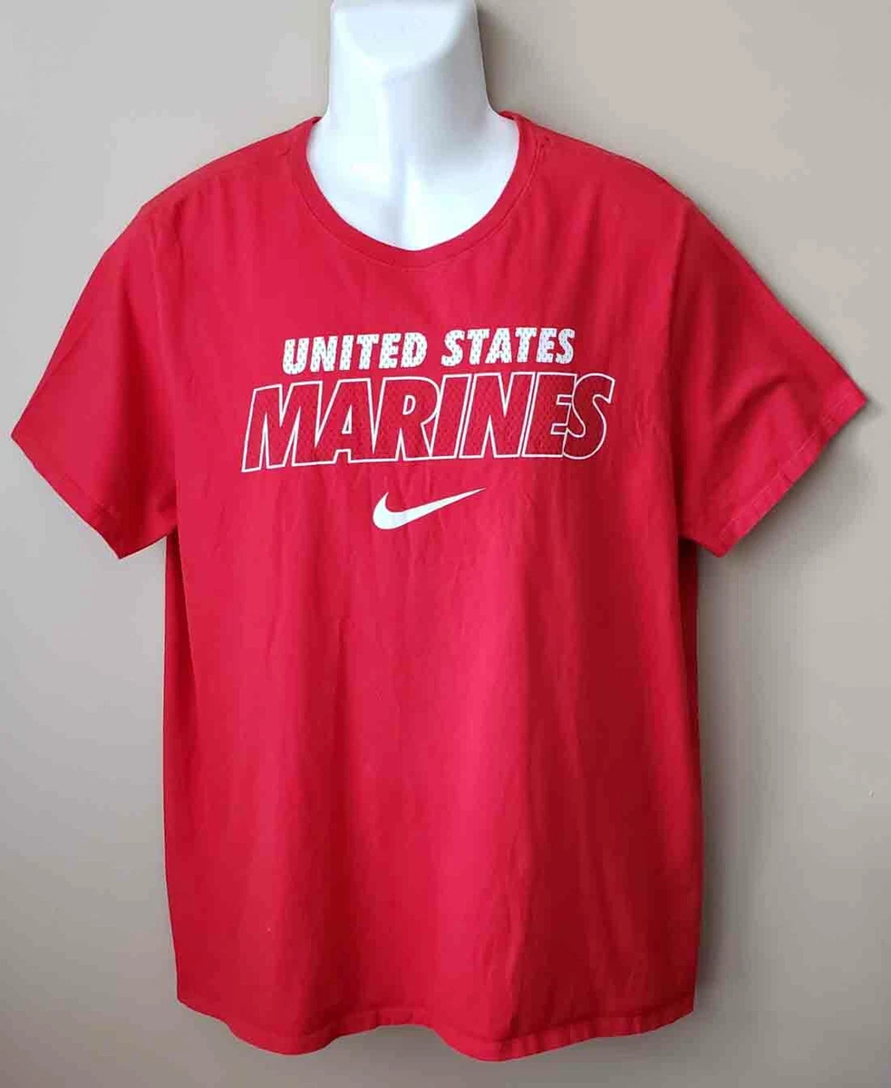 Nike USA The Marines T Shirt Red White Athletic Cut Men s Size XL
