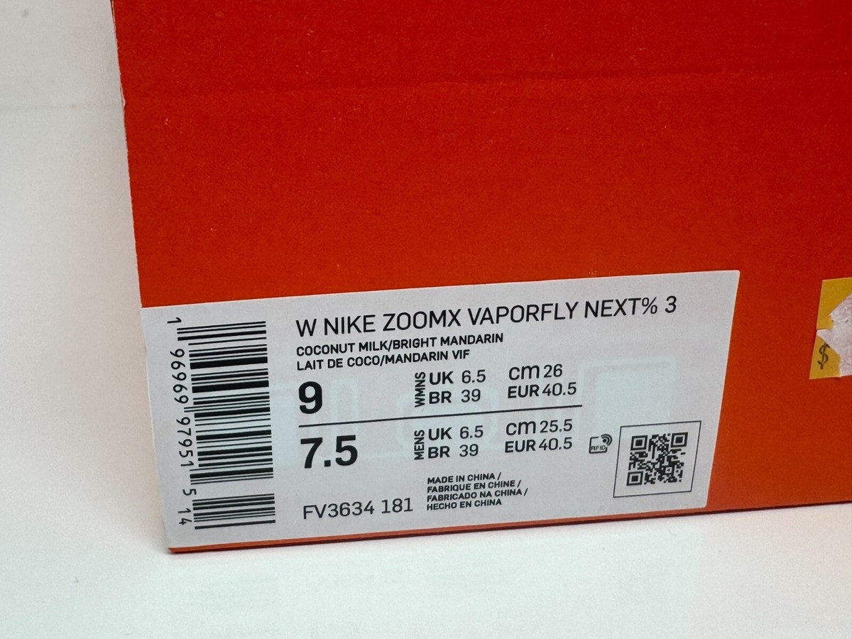 Nike ZoomX Vaporfly Next% 3 FV3634 181 Womens Size 9 Men's 7.5