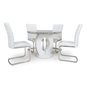 Nepal Grey Marble White High Gloss 1m 5 Piece Dining Set Carlton Chairs Ebay