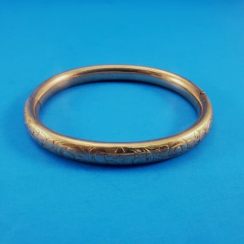 Vintage Fashion Costume LS Jewelry Bracelet Goldtone Engraved & Monogrammed