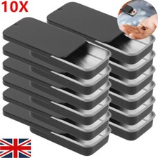 10Pcs Slide Top Rectangular Metal Tin Containers Empty Storage Pills Box Case UK