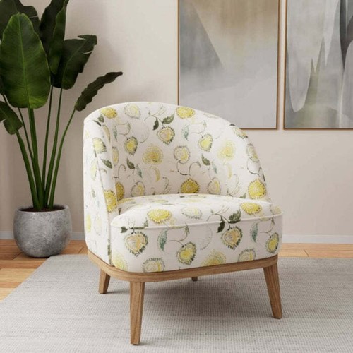 Fade Resistant Cream Green Yellow Teal Flora Drapery Upholstery Fabric - Picture 4 of 7
