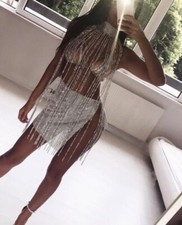 Shiny Rhinestone Top, Women Diamond Tassel Vest, Full Rhinestone Top