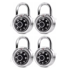 4x Combination Password 50mm Padlock gym locker 3-Dial Safe Code Dormitory Door