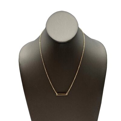 Gold Tone Cable Chain Thin Rectangle Bar Pendant Fashion Necklace