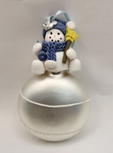 Vintage Snowman Christmas Ornament Hat Scarf Bell Broom Baby Boy Personalizable - Picture 1 of 11