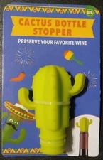 Cactus - Wine Bottle Stopper - Green Silicone Stocking Stuffer