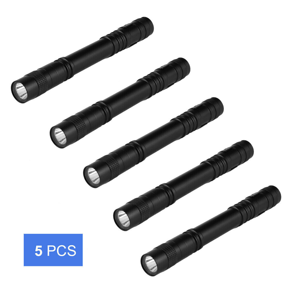 5 x LED Flashlight Clip Mini Light Penlight Pocket Portable Pen Torch