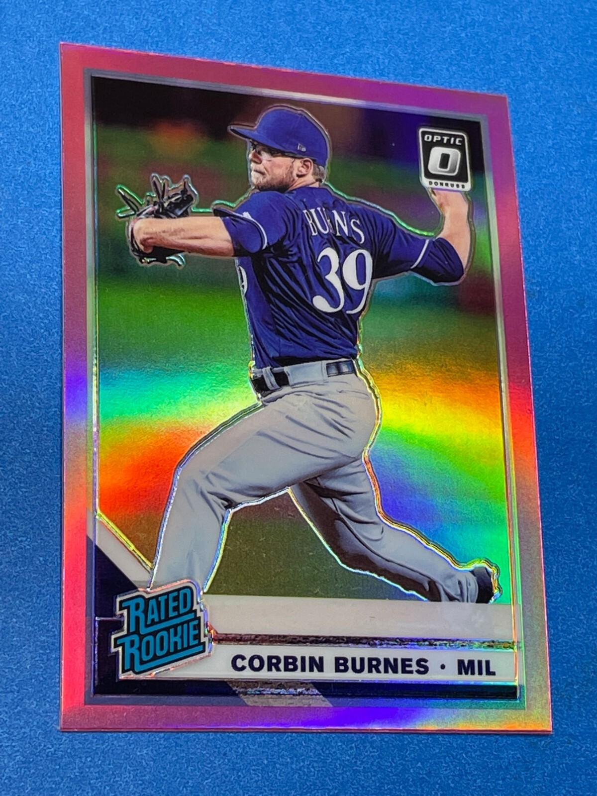 2019 Panini Donruss Optic Baseball Corbin Burnes Pink Rated Rookie Prizm #33 RC