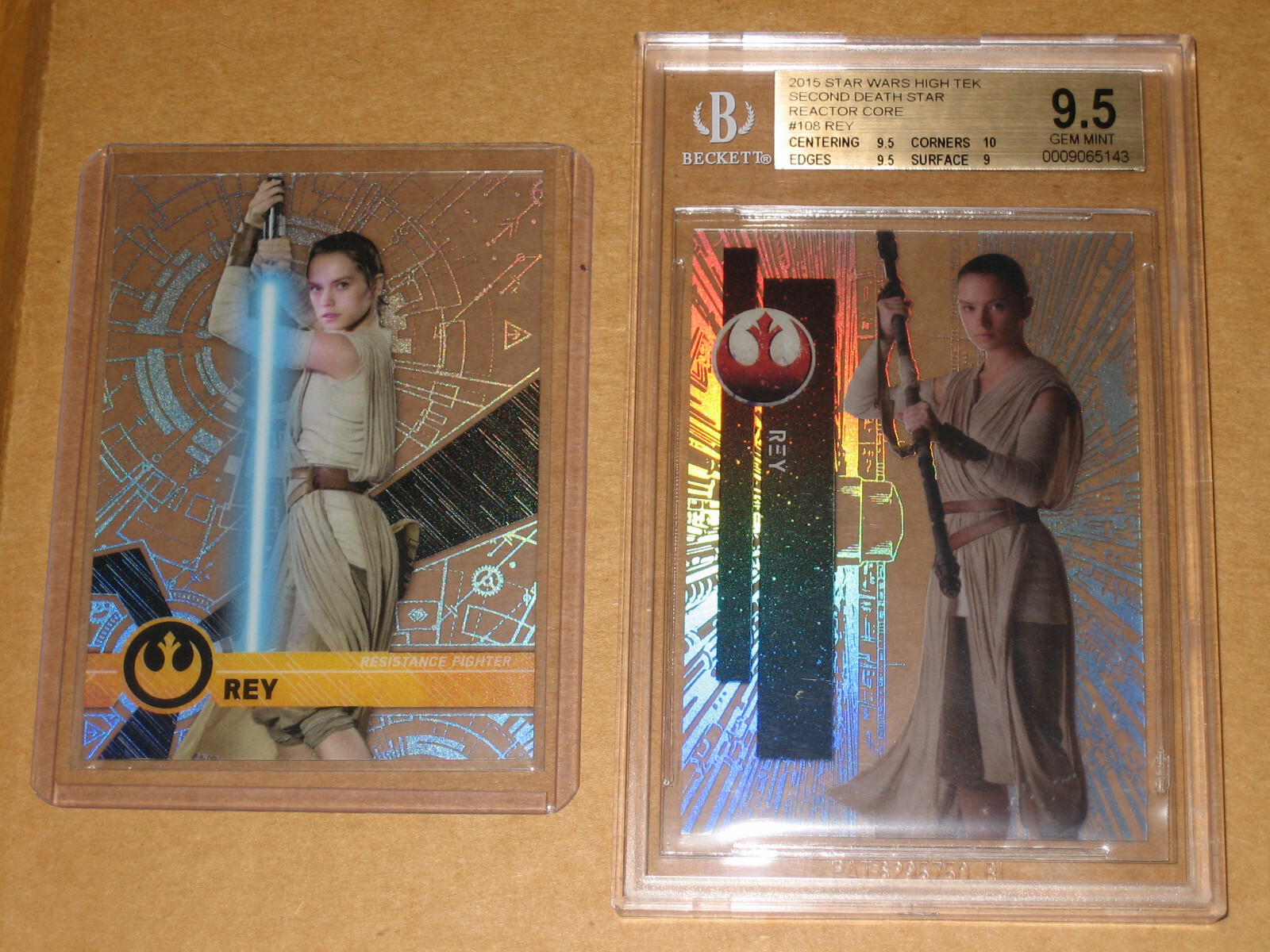 ✨✨ 2015 2017 TOPPS STAR WARS HIGH TEK REY REFRACTOR 108 BGS 9.5 & 7 MOVIE CARDS