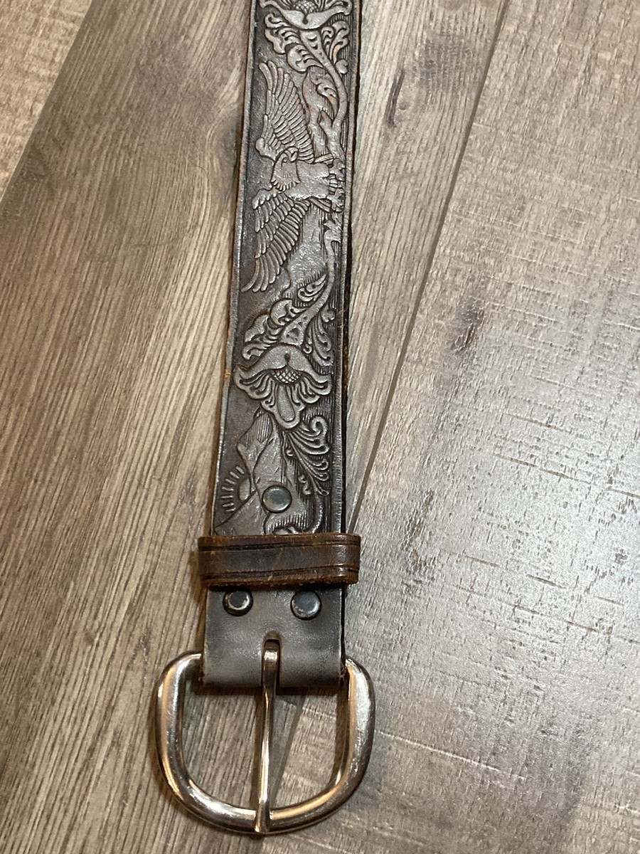 RARE Vtg EAGLES & MOUNTAINS Western Tooled Detailed Leather RARE Vtg EAGLES & MOUNTAINS Western Tooled Detailed Leather