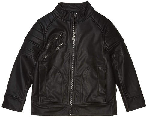 Vintage Gap Leather Jacket Boy Small 5/6 Black Quilt Lined 90s