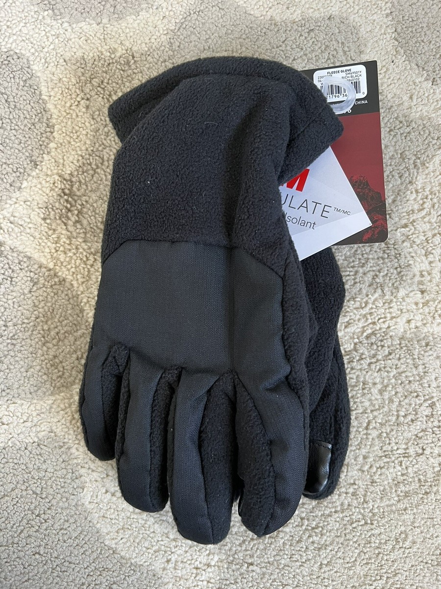 SWISS TECH MEN'S FLEECE GLOVES BLACK Touchscreen THINSULATE PEAK